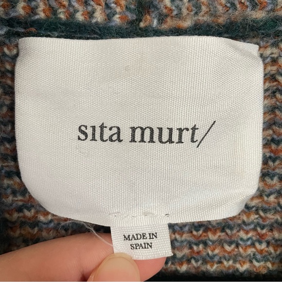 Sita Murt Anthropologie Maxi Length Geo Jacquard Longline Cardigan Sweater 42 - Picture 4 of 15